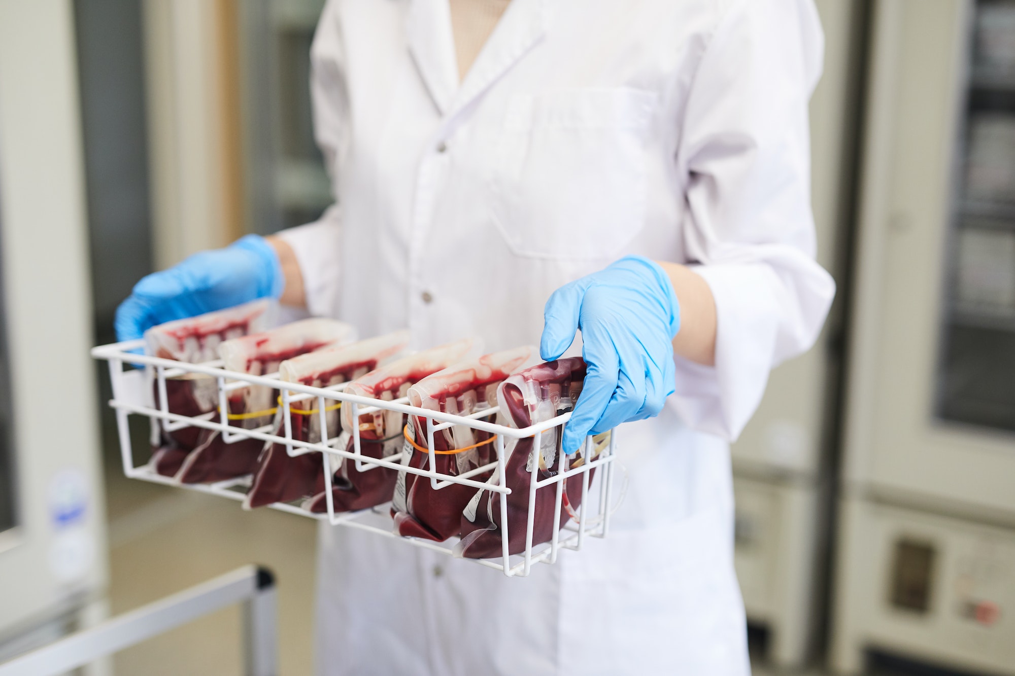 Nurse with donor blood